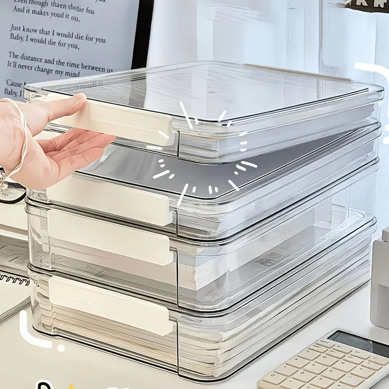Lot de 2 boîtes de rangement pour dossiers en PET transparent épaissi avec couvercles — Organiseurs de documents et de certificats A4. Un rangement multifonctionnel
