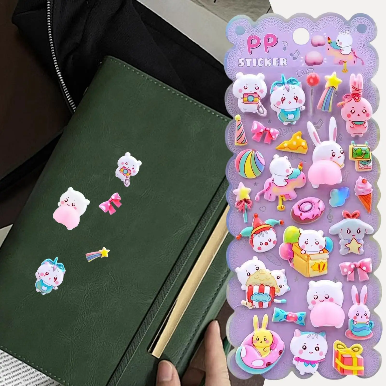 Naklejki 3D dla dzieci, zabawne naklejki wielokrotnego użytku z kreskówkami 3D, naklejki bąbelkowe do scrapbookingu dla dzieci na imprezy, do klasy, na urodziny, Boże Narodzenie, do domu.