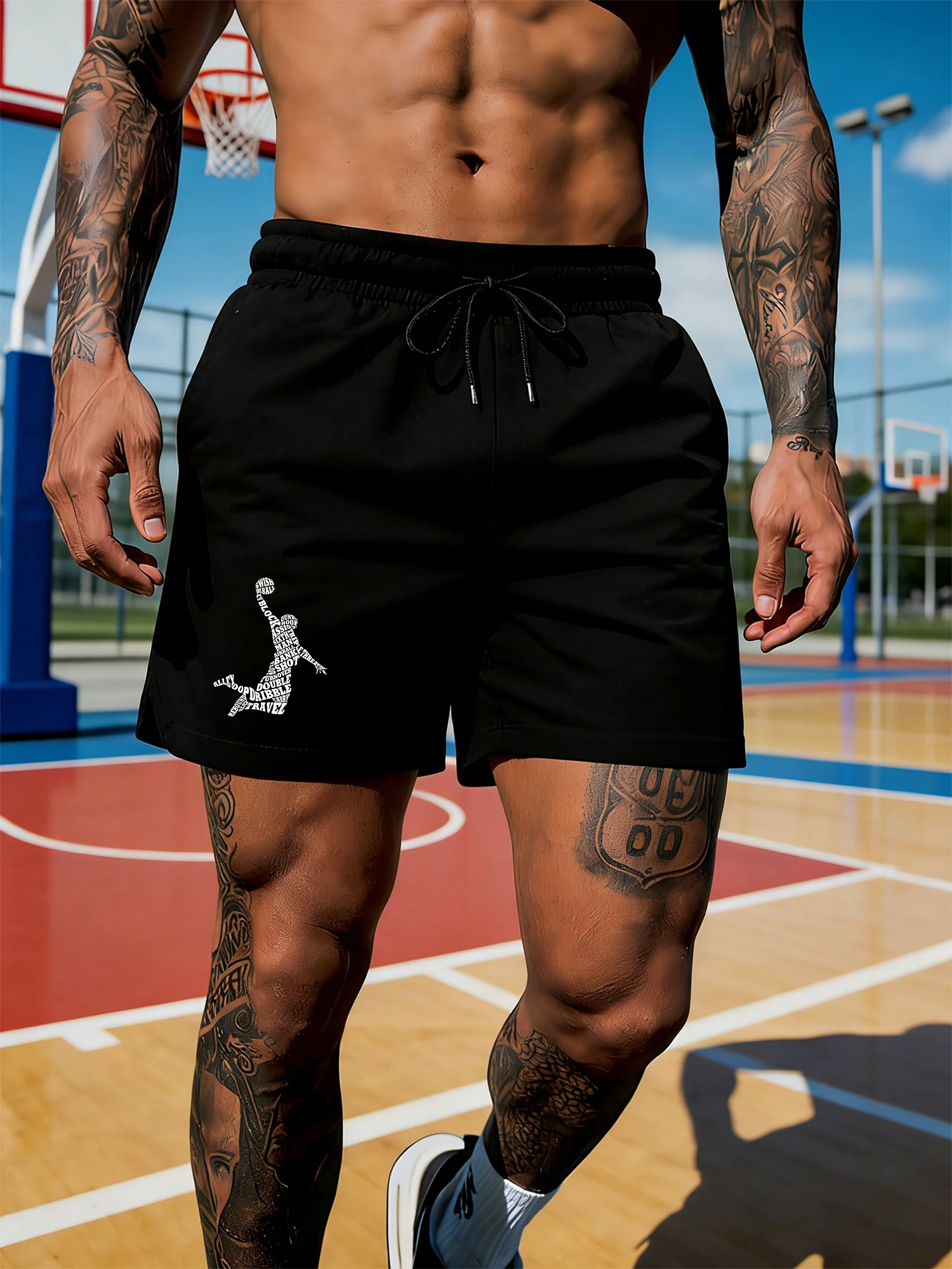 

I Like Playing Basketball Pocket Mans Pants Sport Shorts All-Match Drawstring Streetwears Unisex Retro Black Wide-Leg Pants