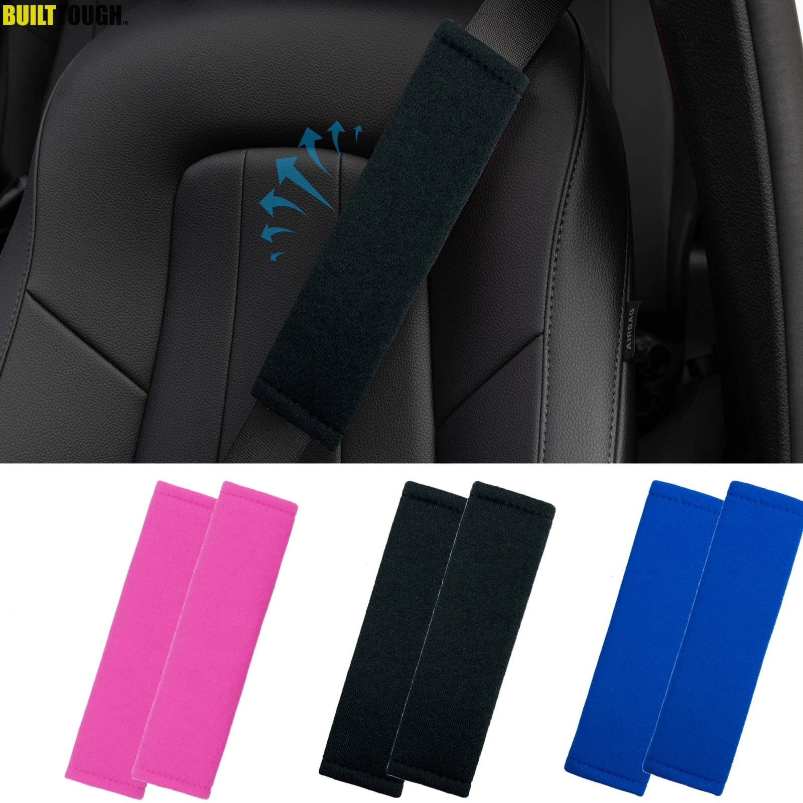 2x Seat Belt Safety Belt Shoulder Strap Pad Cover Harness Pads Pillow Children Protection Car Covers Car Cushion Black Blue Pink