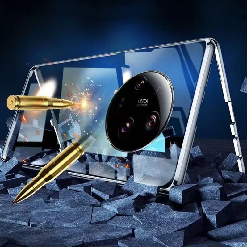 Double-sided Glass Case for Xiaomi Mi 13 14 Pro Ultra Metal Magnetic Lens Protector For Xiaomi Mi 14 13 Ultra 13Pro Anti-peeping