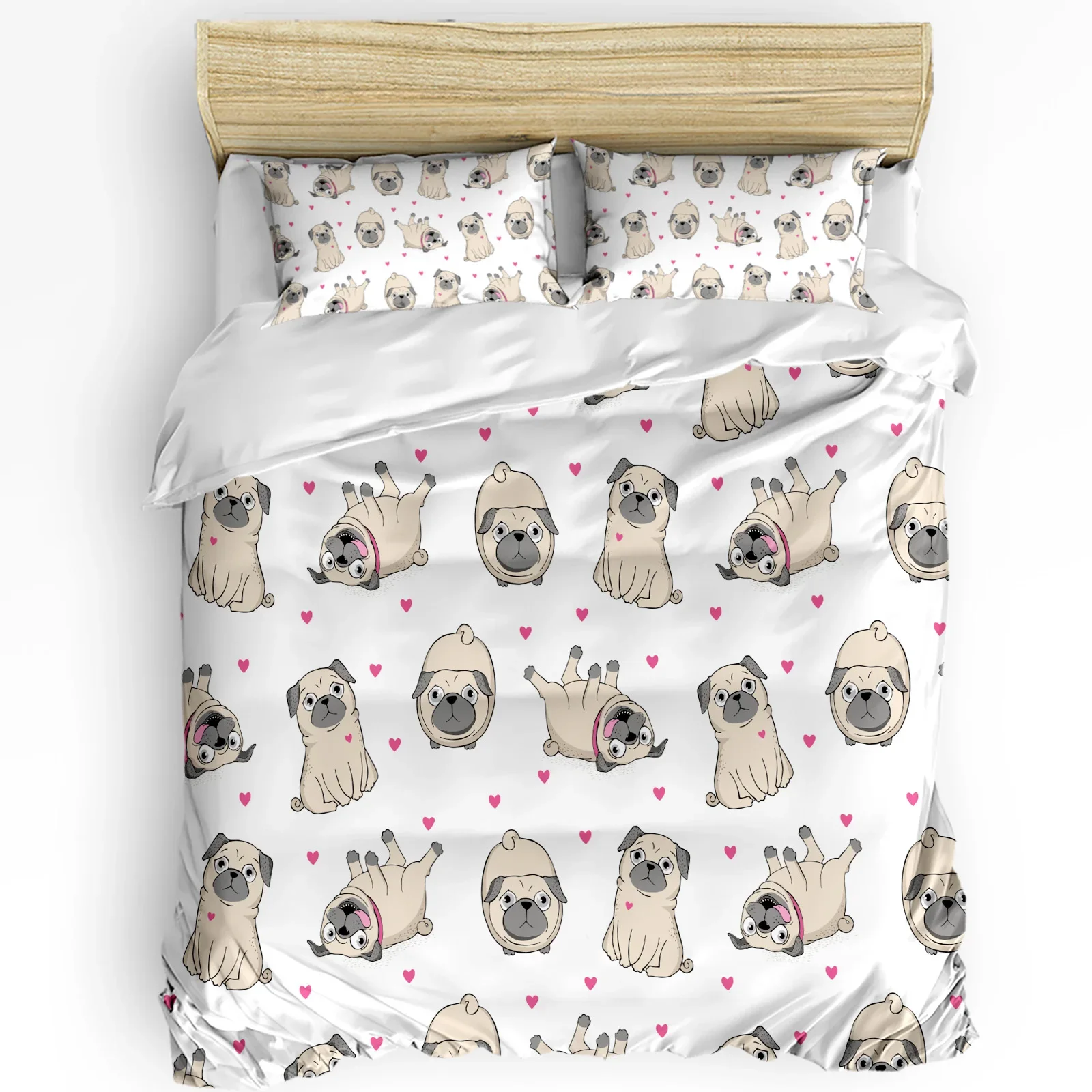 

3pcs Bedding Set Cartoon Bulldog Love Home Textile Duvet Cover Pillow Case Boy Kid Teen Girl Bedding Covers Set