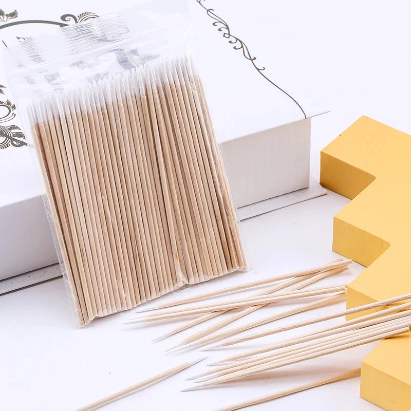 100-700pcs Nails Wood Cotton Swab Clean Sticks Wooden Cotton Head Manicure Detail Corrector Nail Polish Remover Art Tools
