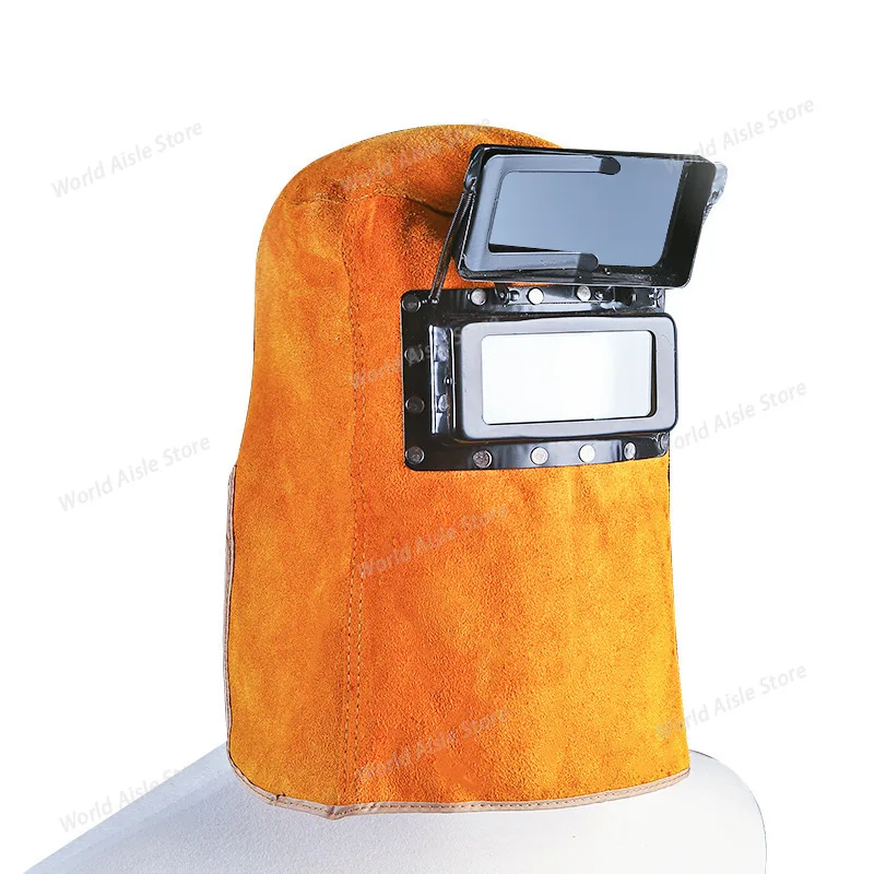 Automatically Darkening Mask, Enlarged Cowhide Welding Mask, Shawl, Argon Arc Welding, Secondary Welding Headgear