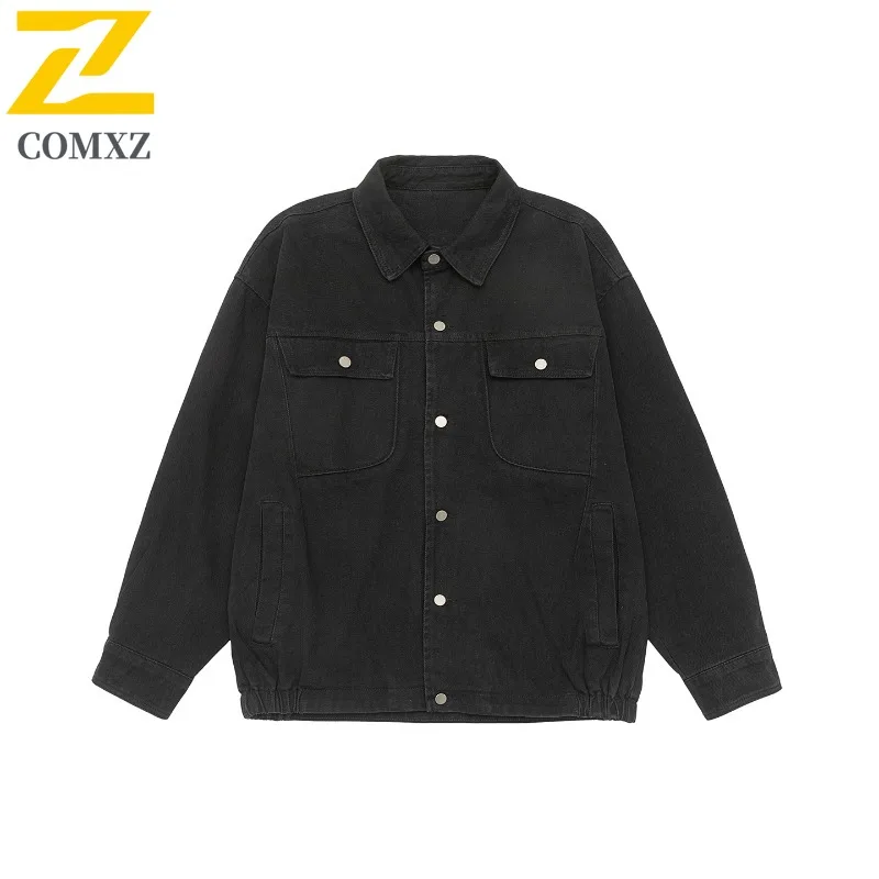 

COMXZ осенне-зимнее модное повседневное пальто для мужчин, трендовая уличная крутая свободная уличная винтажная куртка с отложным воротником, цена 205