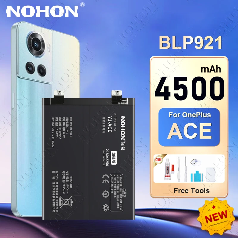 NOHON BLP921 BLP925 Battery for OnePlus ACE 3 3V 2Pro 2V 1+ One Plus Phone Batteries BLPA09 BLPA33 BLPA45 BLP933