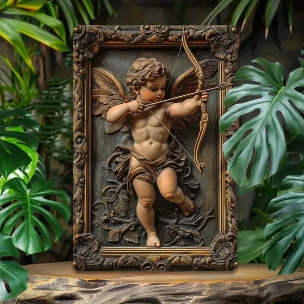 Renaissance Cupid Metal Wall Art Sign 2D Flat Aluminum Decor Set Wall Art