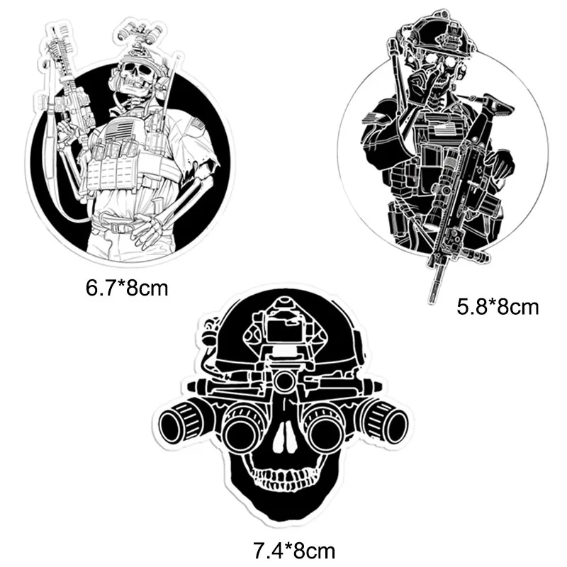 3 Pcs/Set Tactical Skull Black And White Decals Military Combat Army Pegatinas Waterproof Car Stickers for Motor Laptop Bicycles