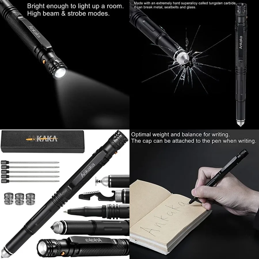 

Тактическая ручка Ultimate 7-в-1, предназначенная для экстренного выживания и ежедневного использования: сочетает тактический наконечник для самообороны.