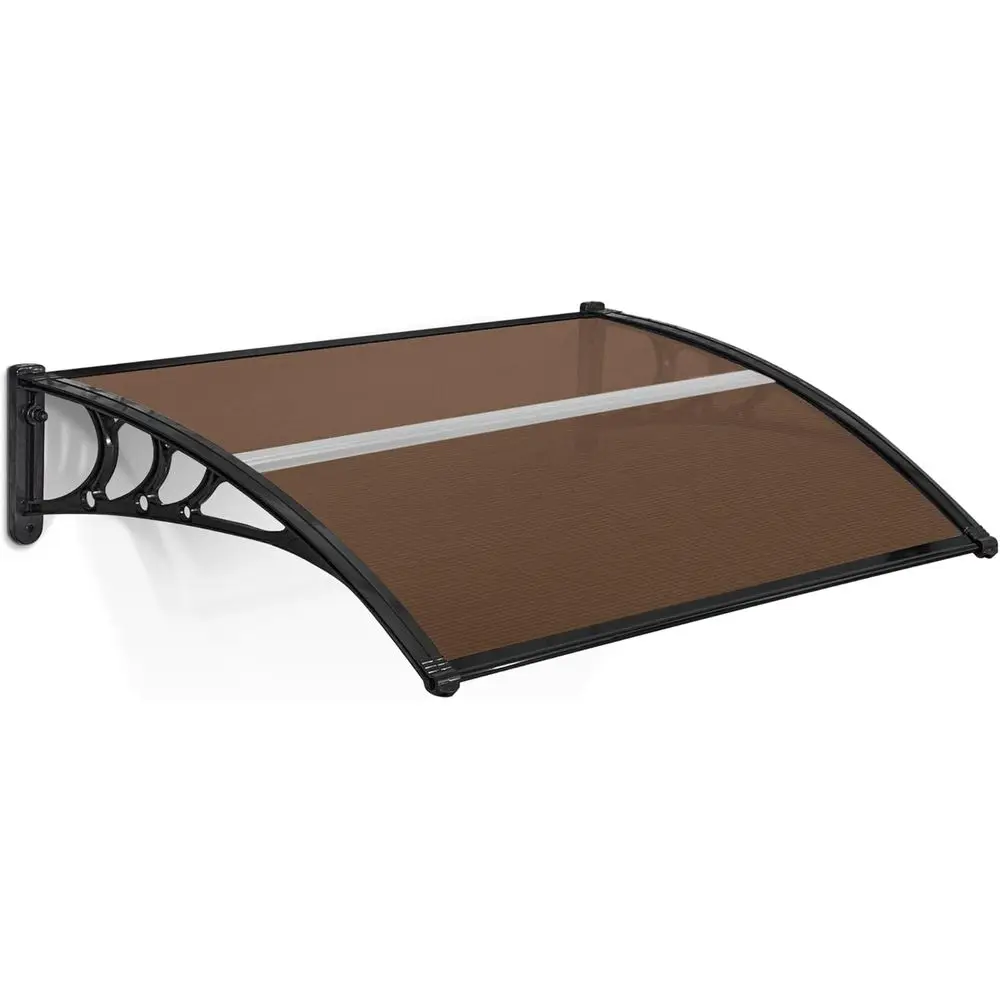 

Outdoor Polyethylene Window Awning with Black Brackets, Brown Board Style