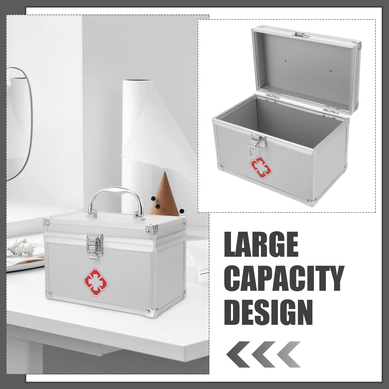 حافظة طبية قوية، منظم إسعافات أولية، حاوية حبوب كبيرة الحجم، تصميم مانع للتسرب، رياض الأطفال في المدرسة المنزلية #3