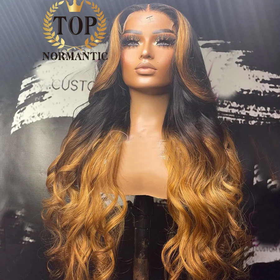 Topnormantic Highlight Blonde Color 13x4 Peruvian Hair Wig with Middle Part Body Wave 13x6 Lace Front Wigs Closure Wigs