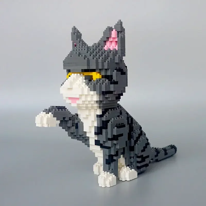 Balody 16038 Persian Cat Grey Kitten Animal Pet 3D Model DIY Mini Diamond Blocks Bricks Building Toy for Children No Box