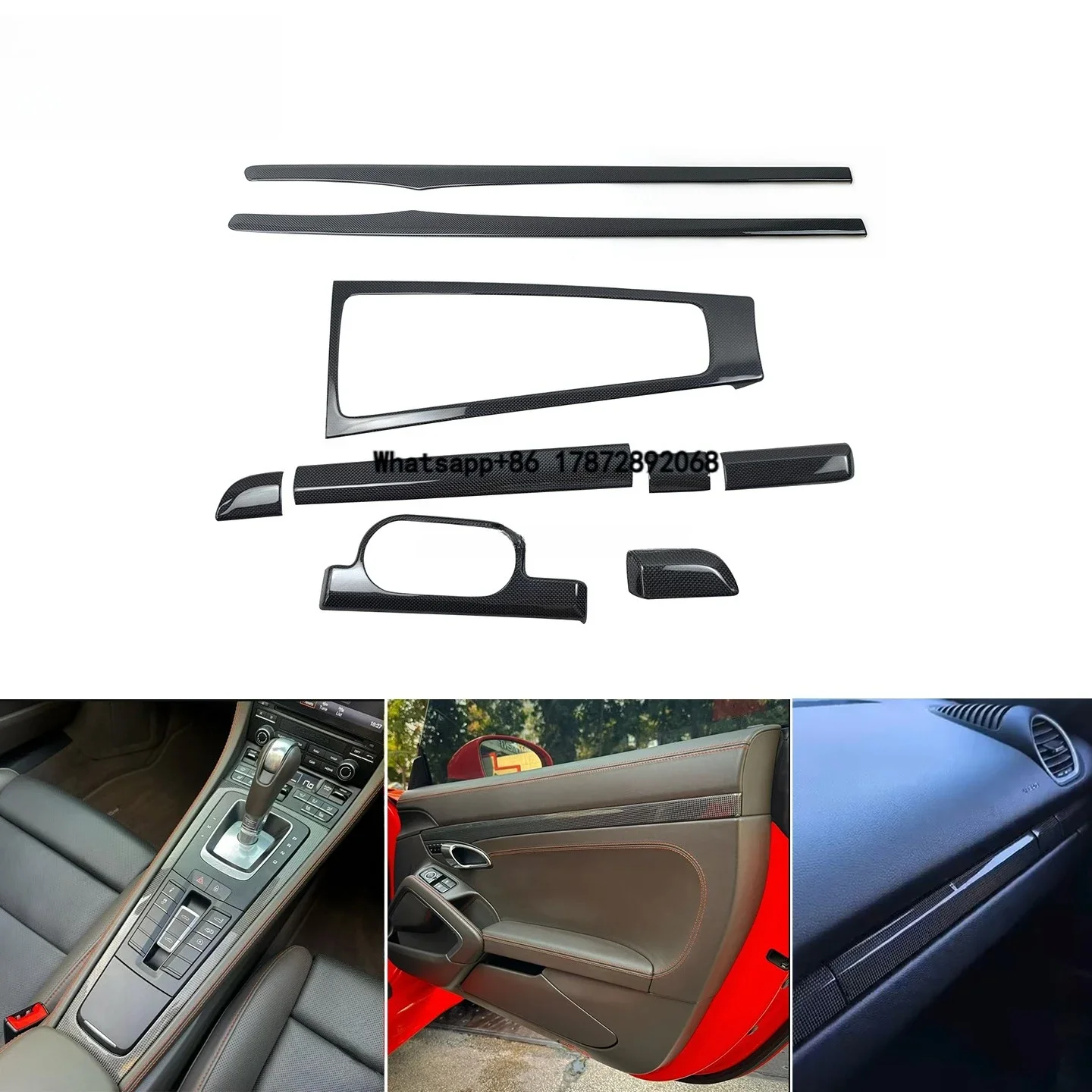 Plain Weave Carbon Fiber Patch on Style Interior Retrofit Kit for 718 981 991 Cayman Boxster Left Hand Drive Trims