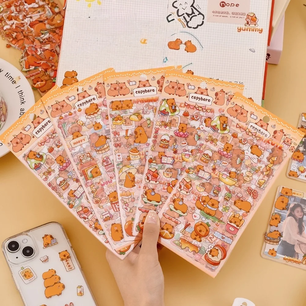 Capybara-Aufkleber 6er-Pack Niedliche Cartoon-Tier-Sticker für Journaling Ästhetisches Scrapbooking-Zubehör Studenten-Planer-Accessoires