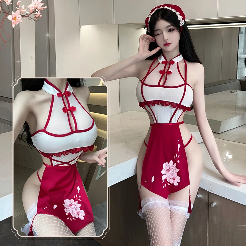 

Chinese Style Qipao Skirt Sexy Lingerie Maid Porno Pure Desire Sweet Ancient Uniform Temptation Cheongsam Dress Backless Pajamas