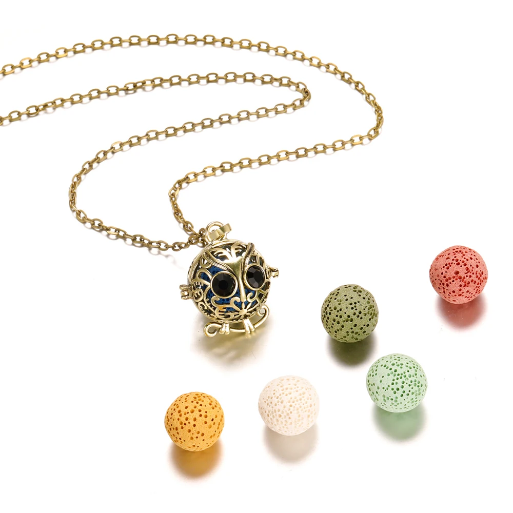 1PCS/Lot Mexico Chime Perfume Bead Ball For Aromatherapy Lockets Necklace Accessories 16mm Colorful Volcanic Stone Ball Jewelry