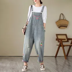 Neue Mode Frauen Frühling und Herbst Vintage ärmellose lose Overalls knöchel lange Hosen Jeans weibliche Kleidung lässigen Overall