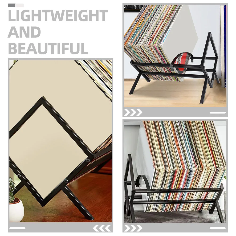 Retro Iron Book Stand for Desktop – Compact Magazine & Vinyl Record Holder, Elegant Home Office Decor