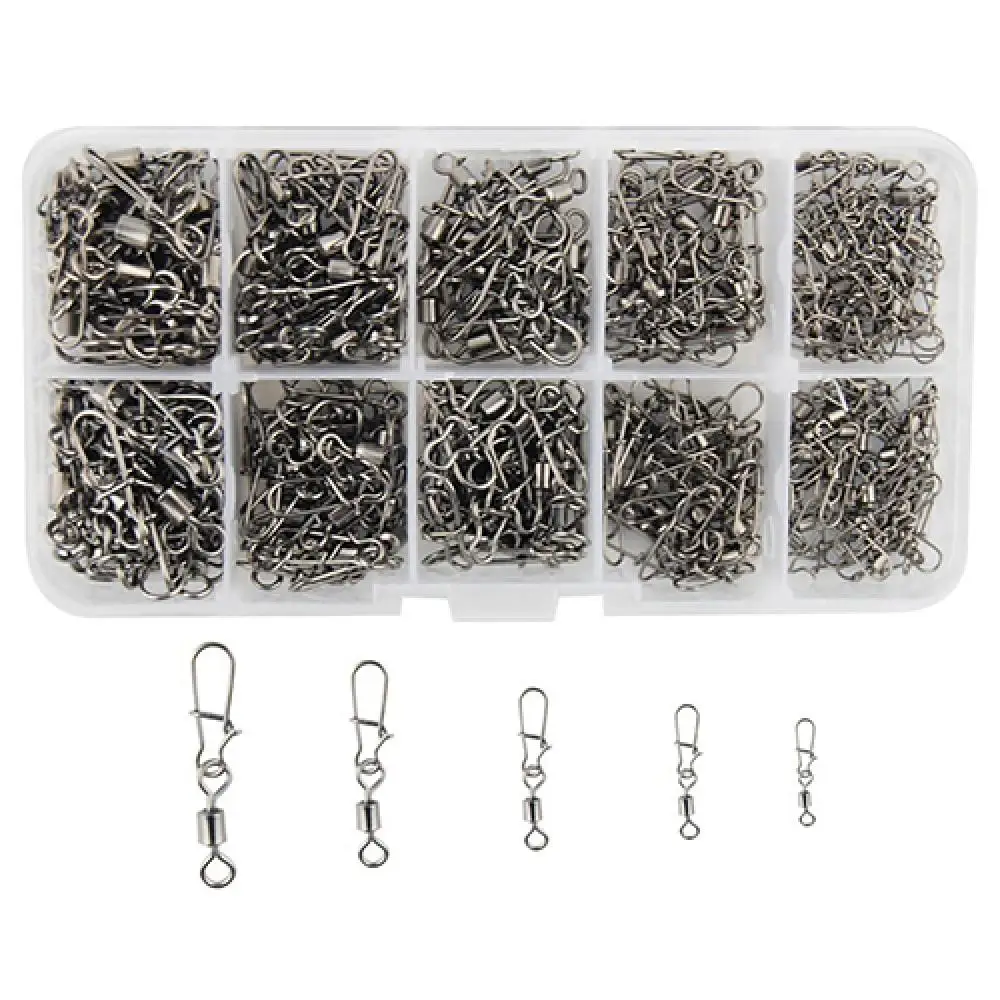 Ball Bearing Metal Clasp Fishing Connector Swivel 210 Pcs/set Rolling Fast-lock Snap Carabiner Clip