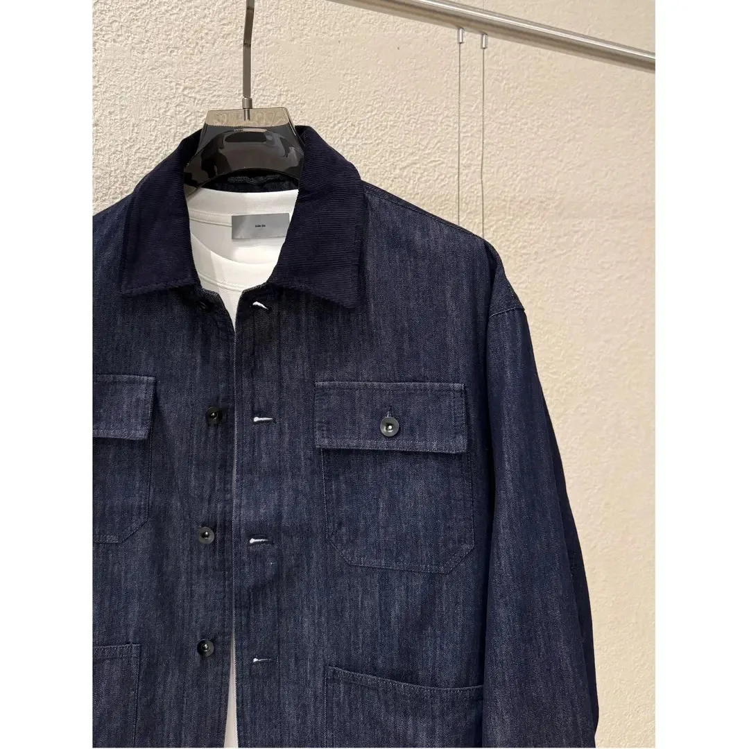 

Спецодежда в американском стиле ретро в стиле пэчворк с вельветовым воротником, свободная джинсовая куртка для пар, джинсовая куртка 5555, повседневная длинная све