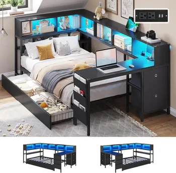 Twin Corner Bed With Desk 1
