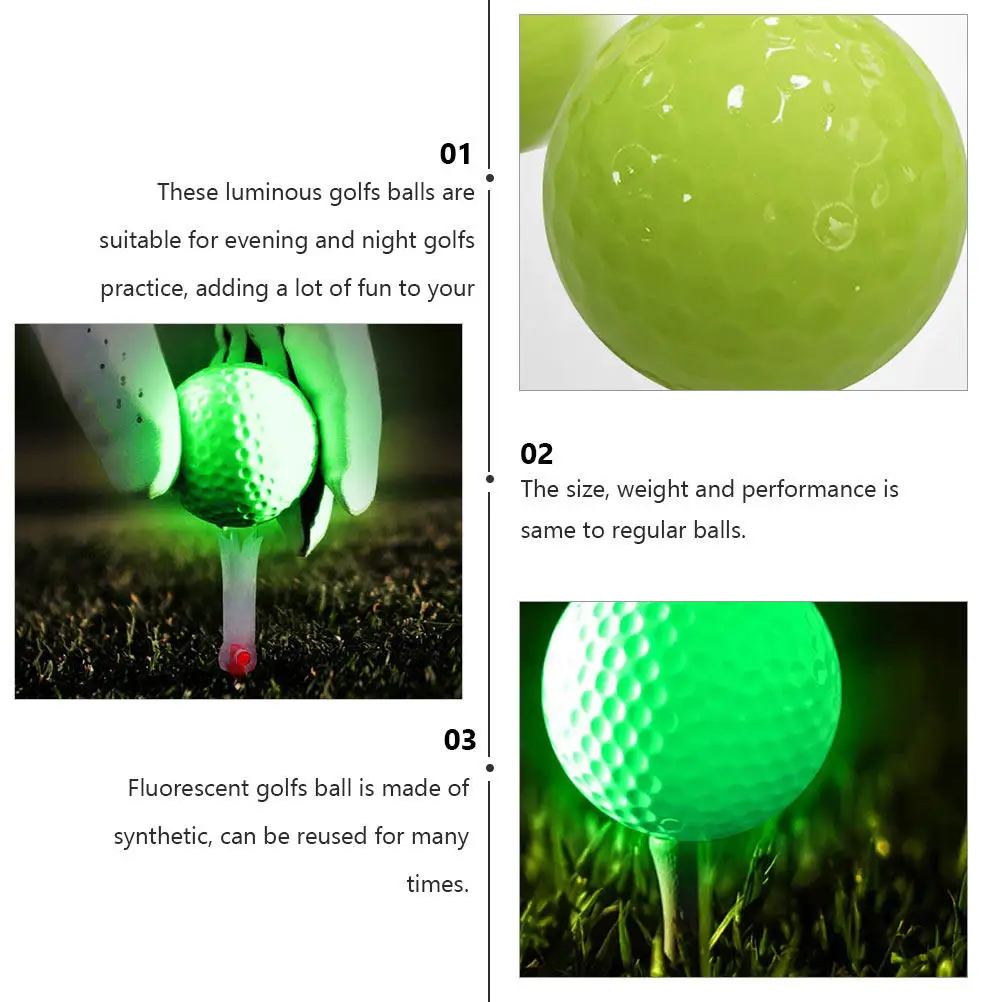 6 Pcs Golf Balls Glow Fluorescent Golfs Glowing Training Glow-in-the-dark Golfing Colored