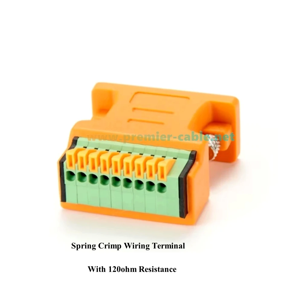 DB9 Solderless Breakout Connector With Resistance D-SUB 9Pin to Spring Crimp Wiring Terminal for Can Bus Serial Communication