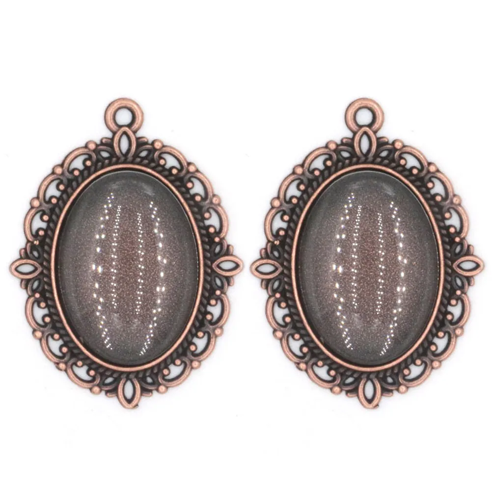 50Pcs Gemstone Pendant Vintage Oval Alloy Pendant Trays DIY Jewelry Making Crafts Resin Cameo Photo Charms