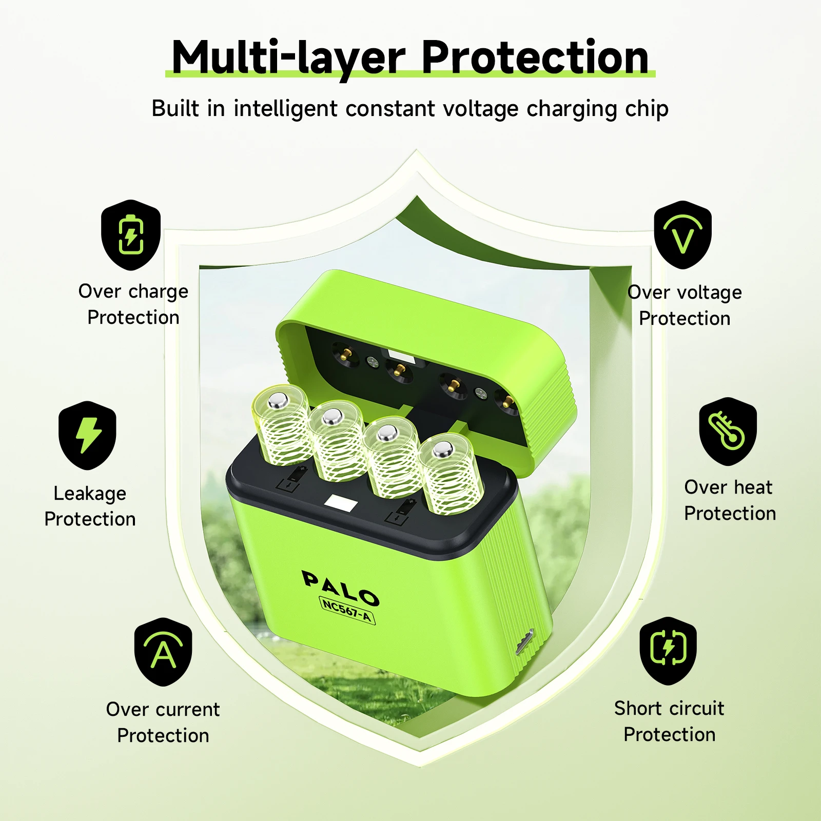 PALO AA 1.5V Rechargeable Lithium Batteries 3400mWh 1.5V Li-ion AA Battery Intelligent Charger Box with TYPE-C Data Cable