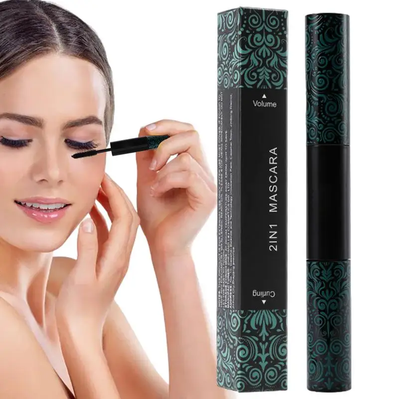 New Mascara Waterproof Moisturize Lasting 2 in 1 Eye Makeup Slender Curly Thick Eyelash Fashion Black Mascara