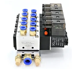 머플러 피팅 베이스 매니폴드 포함 공압 솔레노이드 밸브 블록, AC 멀티 옵션, 12 V, 24V, DC 110 V, 220V, 4V210-08, 2 웨이, 3 웨이, 4/6 웨이