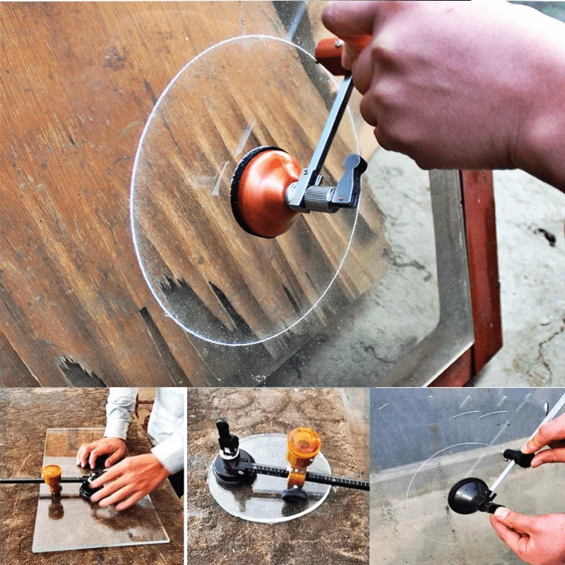 Adjustable Glass Circle Cutter With Suction Cup, Professional Round Glass Cutting Tool For Mirror Tile DIY Art Hole Opening