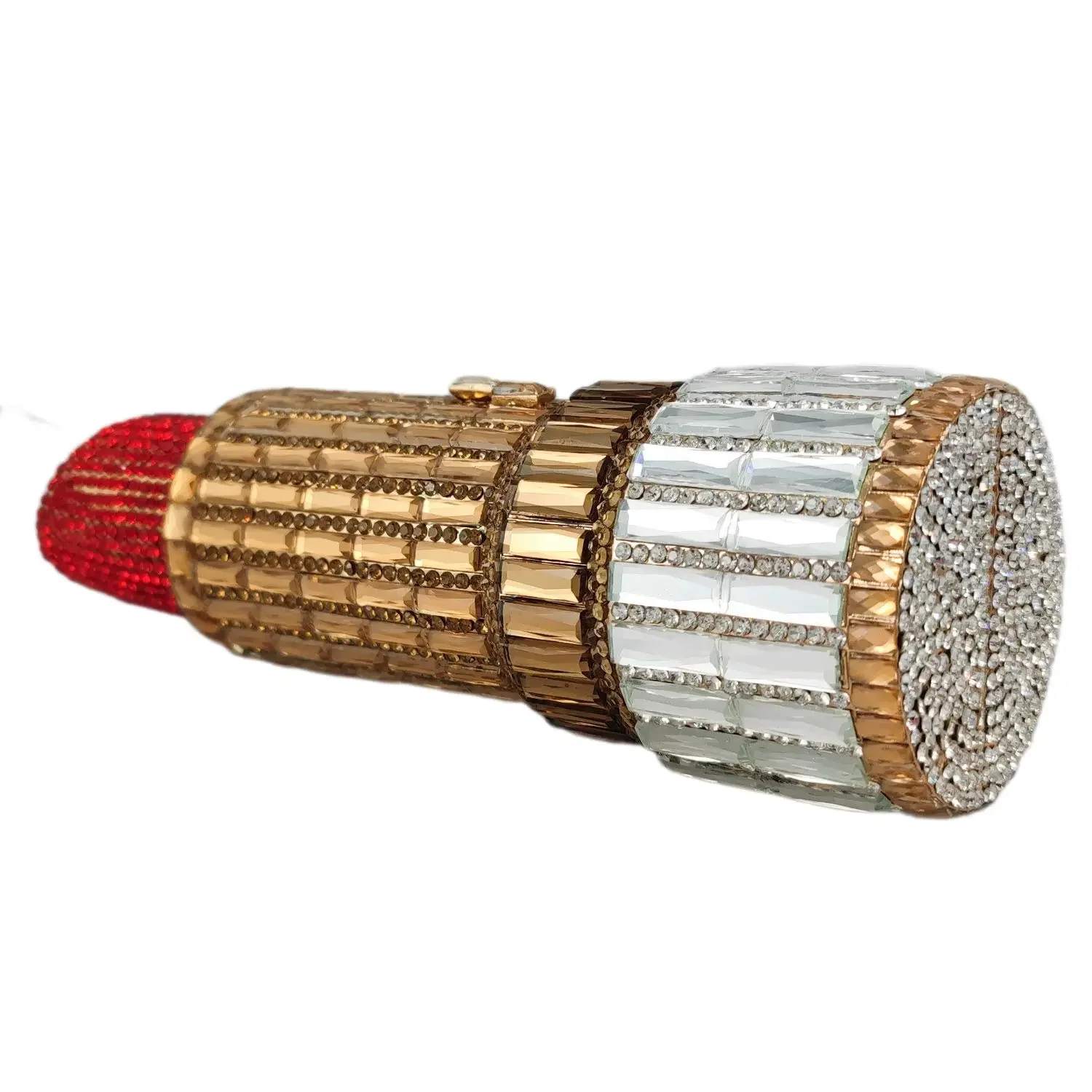 Boutique De FGG (in stock) ผู้หญิง Mini ลิปสติกคลัทช์กระเป๋าถือคริสตัลกระเป๋างานแต่งงาน Rhinestone กระเป๋าถือ