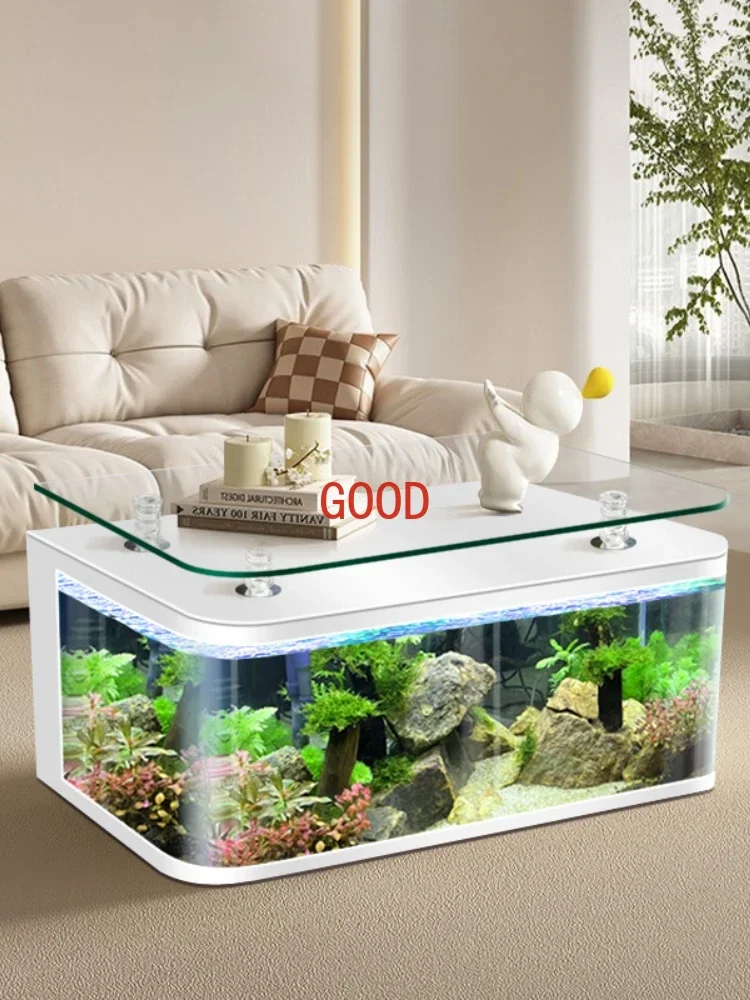 TV Cabinet Fish Tank Integrated Coffee Table Living Room Light Luxury Large Household Ecological Glass Floor Aquarium