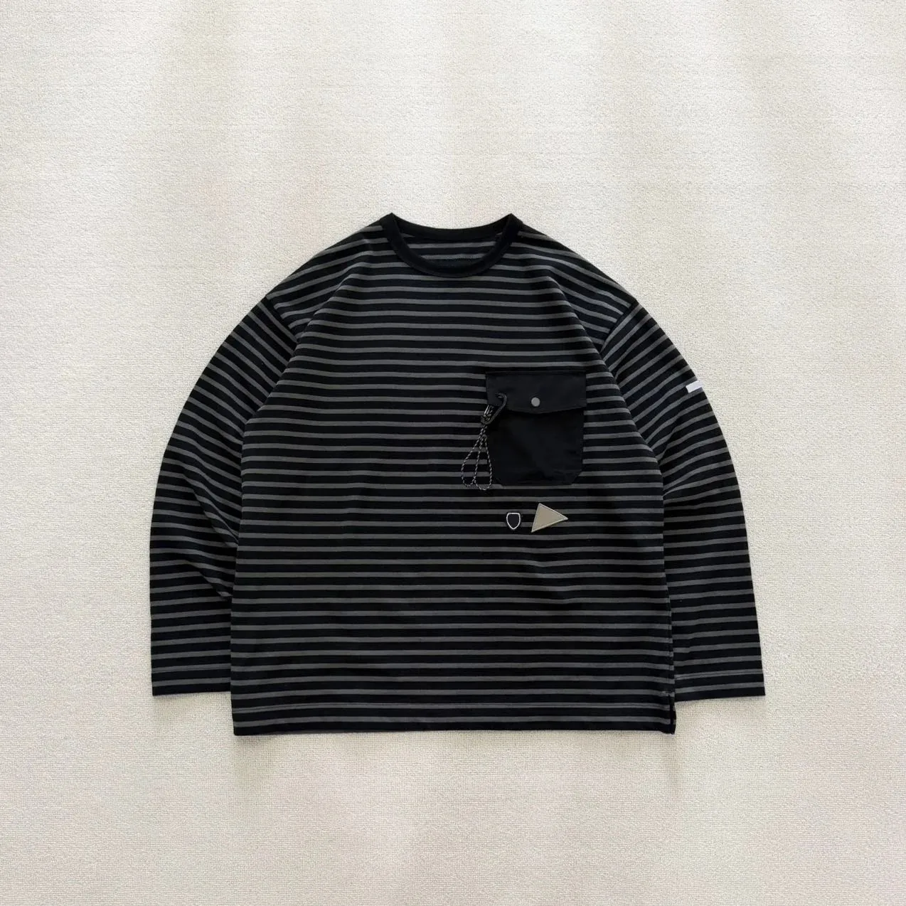And X Orci Collaborative Heavyweight Stripe Pocket Long Sleeve T-Shirt Qn4268 Unisex Standard Fit Flawless Breathable Comfort