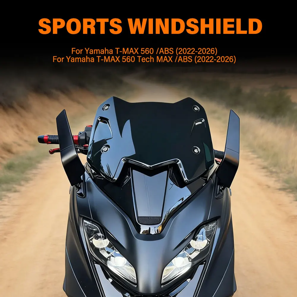 Sport Windshield Windscreen for Yamaha TMAX 560 T-MAX 560 Tech MAX 2022-2026 Motorcycle Wind Deflector