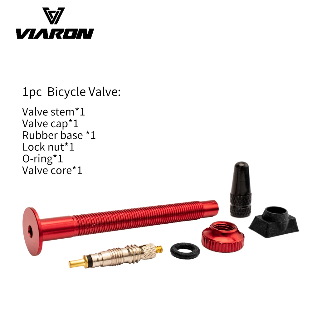 VIARON 2PCS Bicycle Tubeless Tire Valve  FV Brass Alloy Core Optional color Stem 40/60mm length Cap & Tool