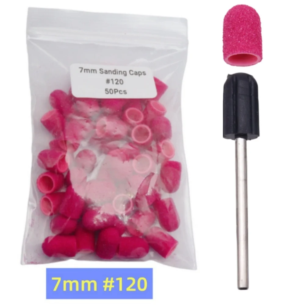 50 stuks nagelboor-schuurkappen met mandrel, 4 maten 5-13 mm, voor manicure, pedicure en eeltverwijderaar