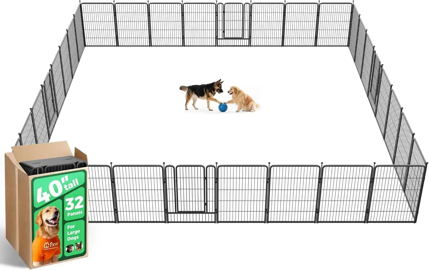 Fxw Rollick Dog Playpen 40 Inch 32 Panels For Medium Large Dogs Indoor Yard Cam…