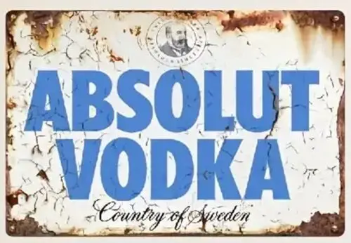 1y,Absolut Vodka Country Of Sweden Vintage Novelty Metal Sign  Wall Art-tin sign