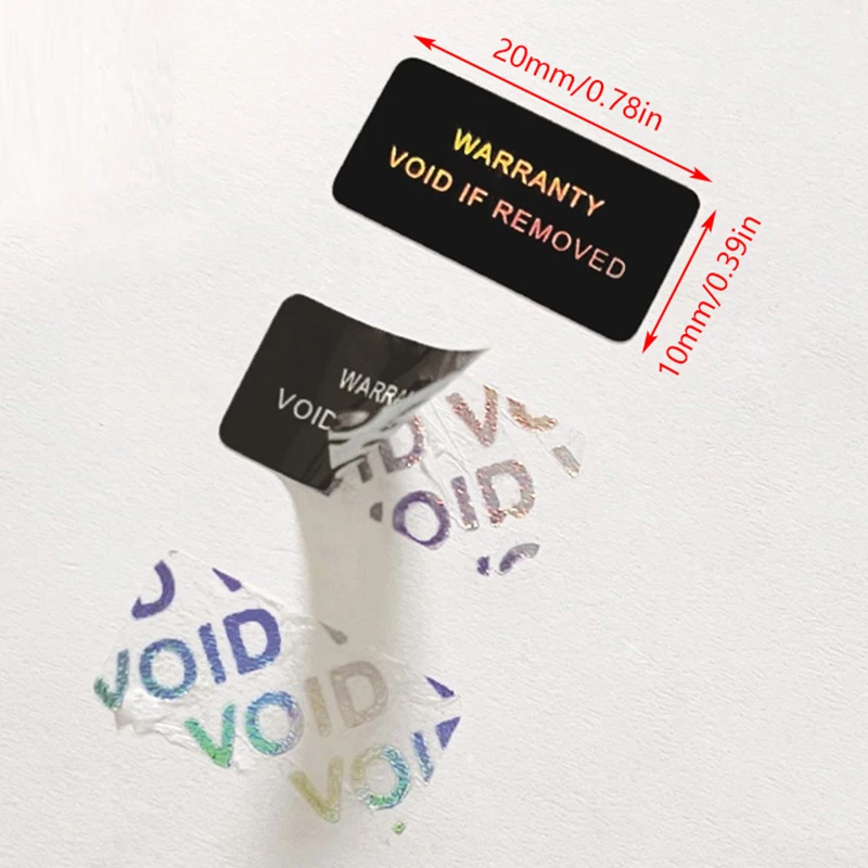 100Pcs Bar code warranty void stickers Dumb silver PET security labels with serial number waterproof tamper proof seal label