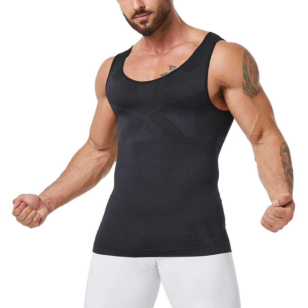 Seamless Shaper Tank Mens Body Shaper Compression Shirt For Tummy Control