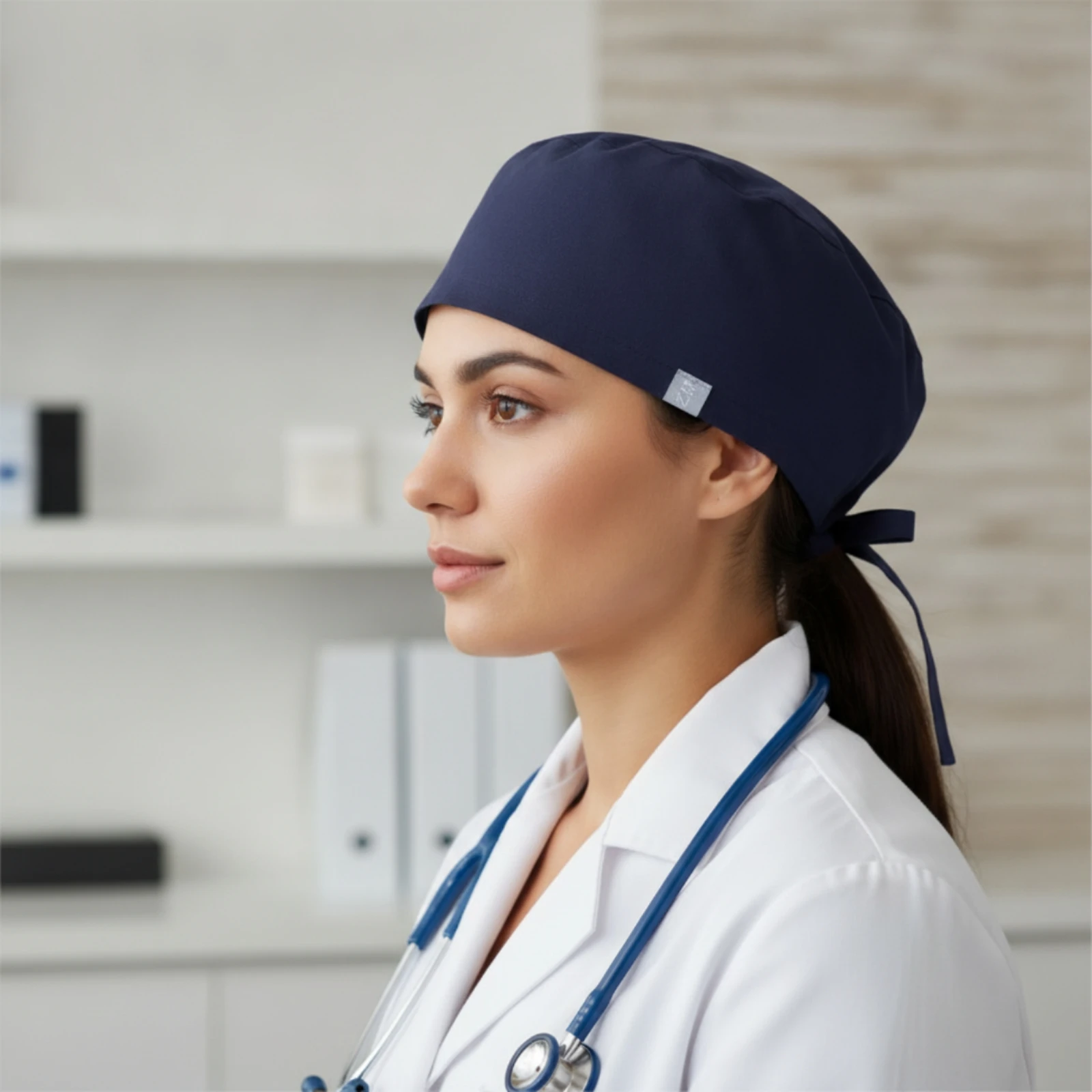 Cotton Cap Soft Cap with Tie Strings Scrub Hat One-Size Adjustable for Surgeons, Operating Rooms
