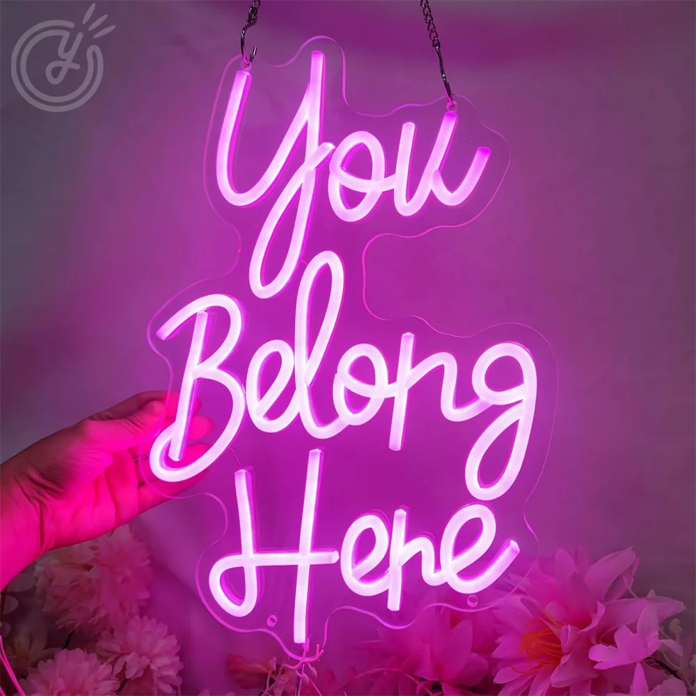 Enseñal de neón You Belong Here para decoración de pared, letreros de neón LED regulables para salón, hogar, dormitorio, luz de neón LED personalizada, regalos de decoración de fiesta