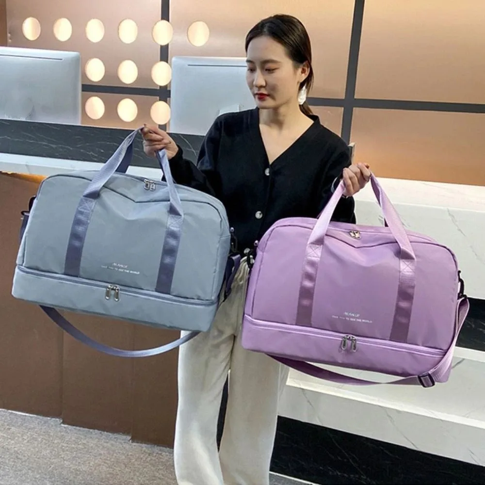 

Expandable Travel Duffel Bag Large Capacity Crossbody Women's Fitness Handbag Dry-wet Separation Durable Gym Shoulder Bag