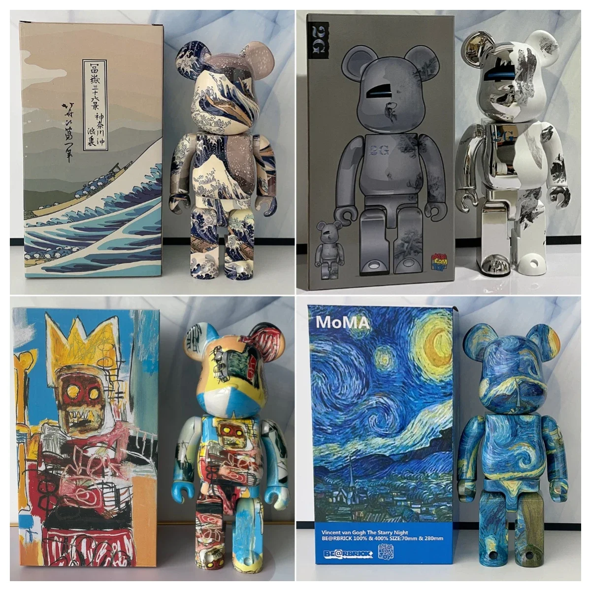 

Bearbrick 400% Decoration Living Room 2G Surf Building Blocks Bear Starry Sky Art Tide Play Joint Rotating Doll Doll 28cm