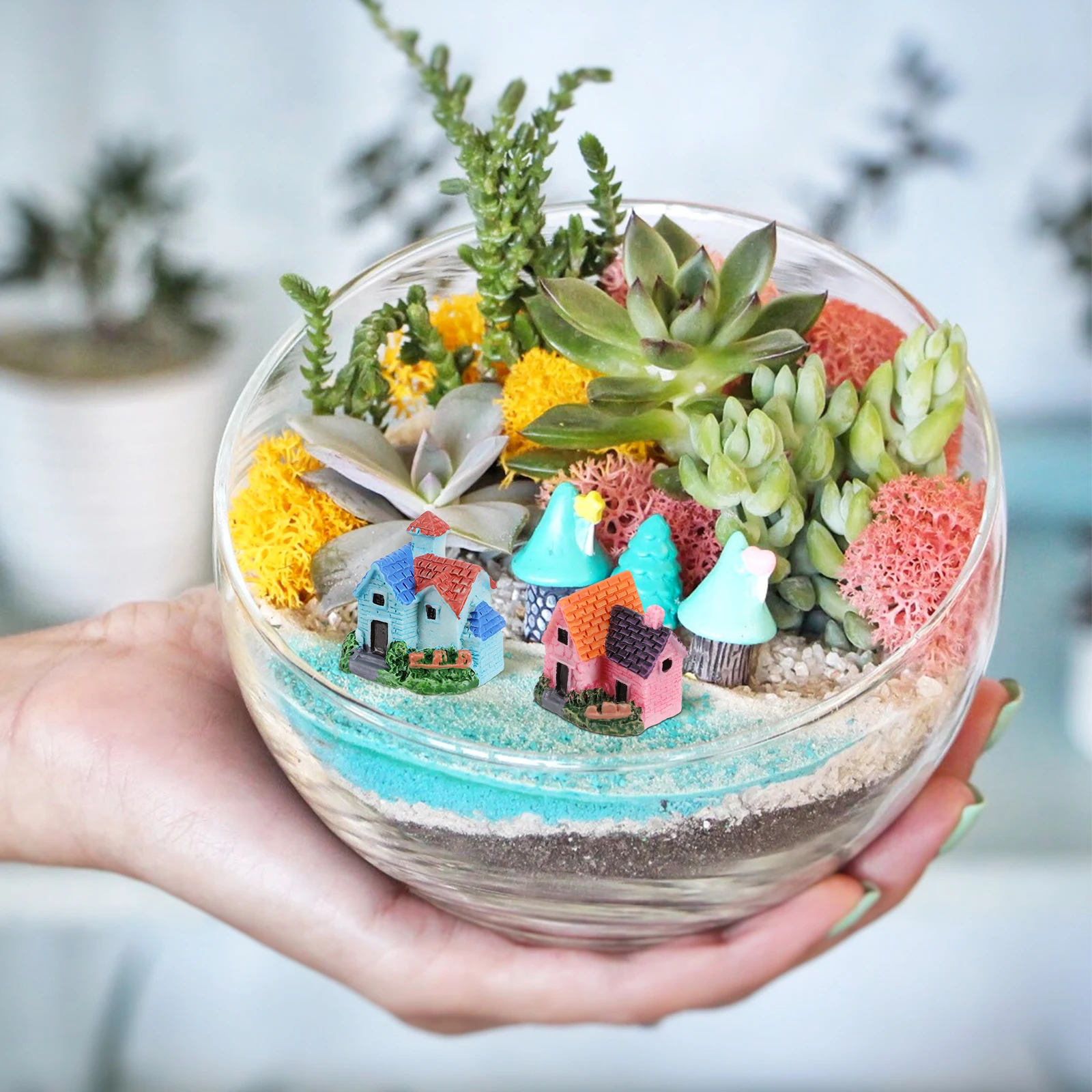 

4Pcs Miniature Micro Landscape DIY Resin Garden Props Beautiful Design Excellent Workmanship Villas