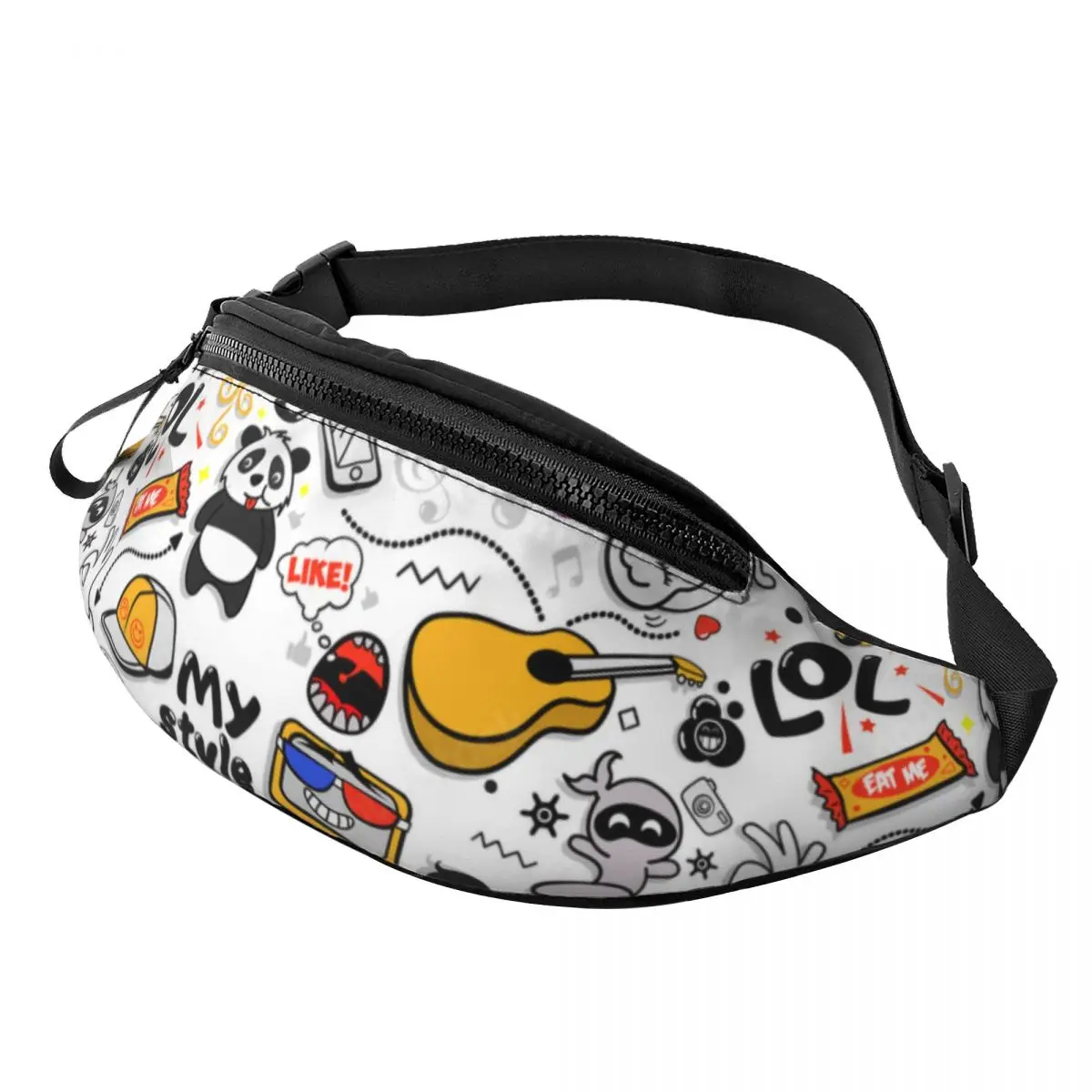 

Custom Funny Cartoon Graffiti Style Fanny Pack Men Women Cool Graffiti Art Crossbody Waist Bag for Traveling Phone Money Pouch