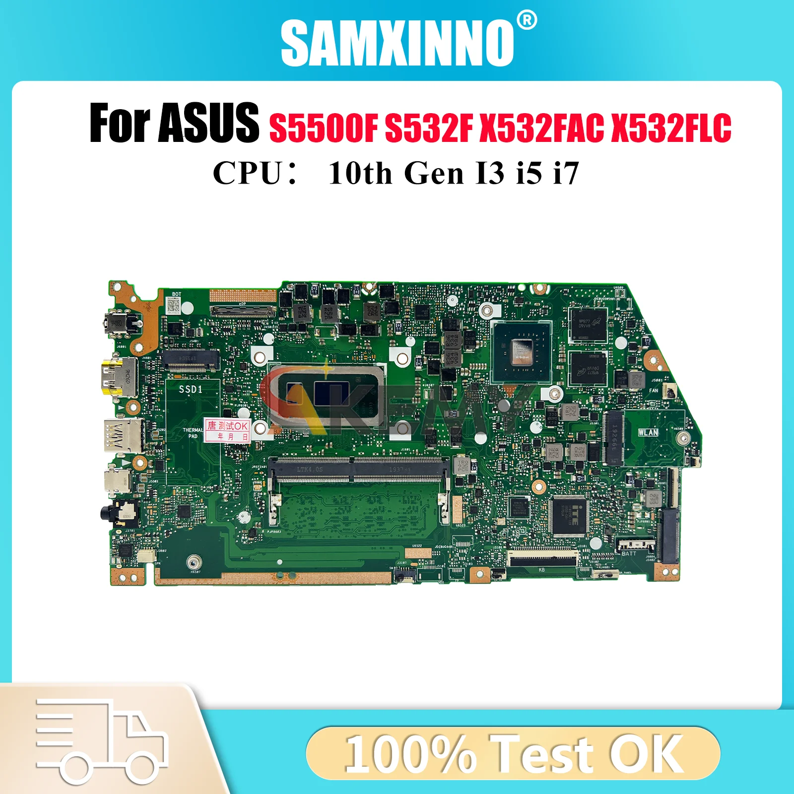 

X532FL Laptop Motherboard For ASUS X532FLC S532F K532F X532F V532F S5500F S531F K531F V531F X532FAC Mainboard 10th Gen I3 i5 i7